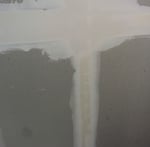 Picture of tape on a butt joint similar to taping a crack repair