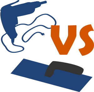 SVG image of a drywall screw gun vs a plaster trowel