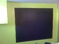 Picture of black chalkboard painted on bright green wall