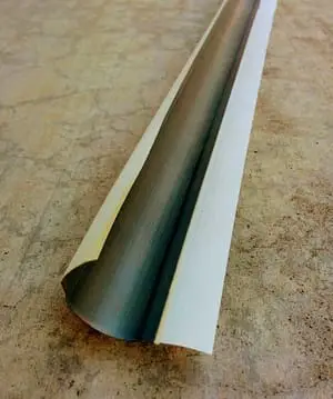 Photo of tape-on metal bullnose corner bead viewing it from the bottom